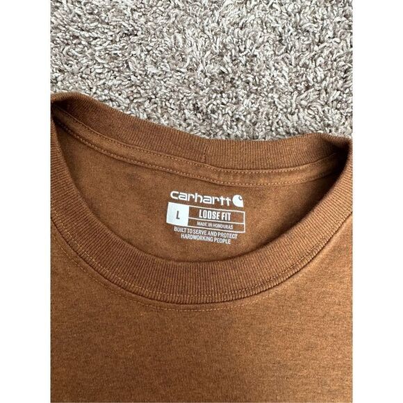 Carhartt Loose Fit Heavyweight
Pocket Logo T-Shirt Short Sleeve Brown Men’s L - Picture 5 of 7